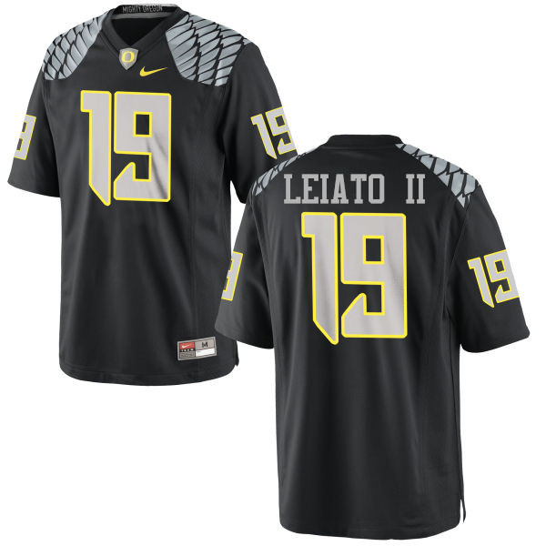 Men #19 Fotu T. Leiato II Oregon Ducks College Football Jerseys-Black